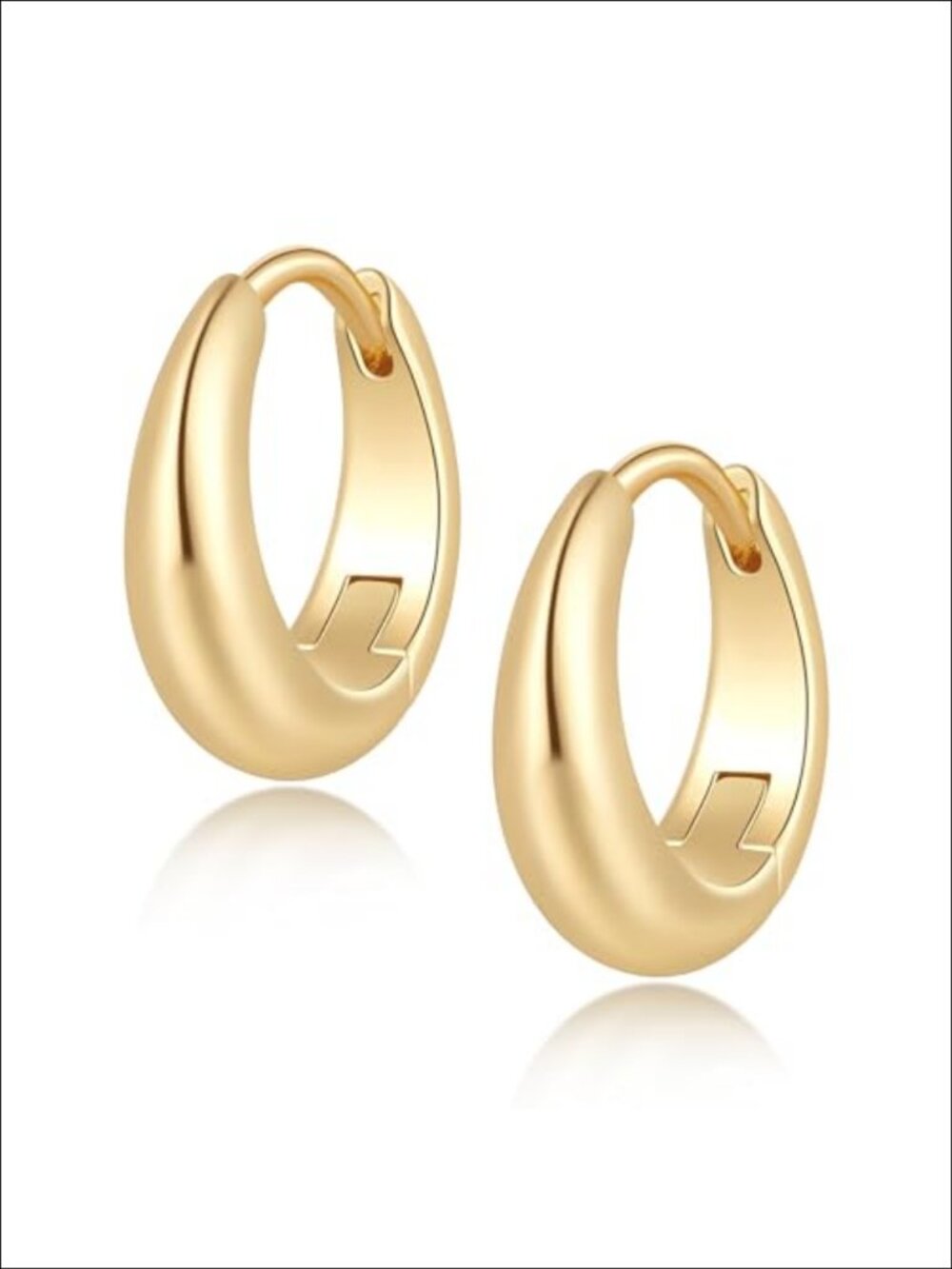 14K Gold Plated Hoop Earrings for Women Push Back 18mm